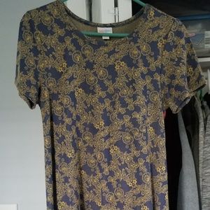 EUC Navy and Golden LuLaRoe Carly Dress